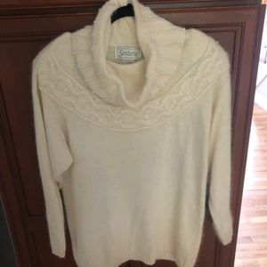 Women’s Cowl Neck Sweater with Pearl Beading…Ivory…Size Medium EUC
